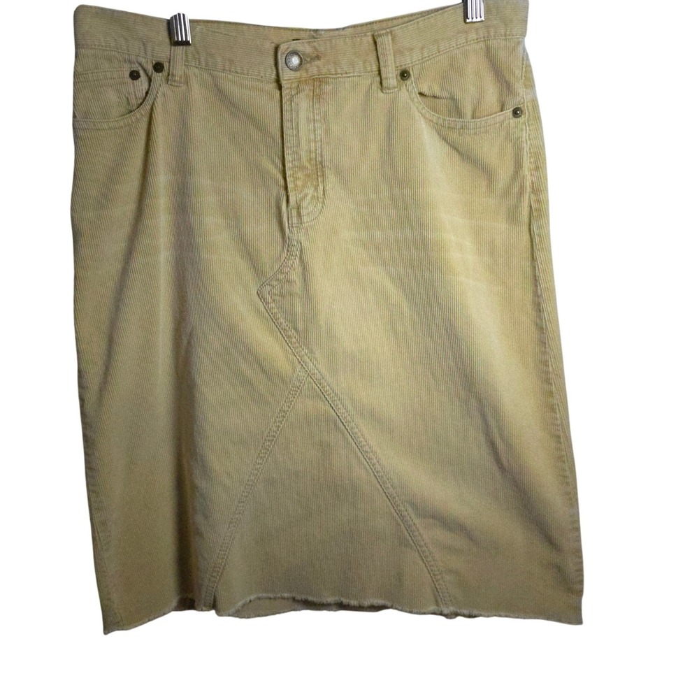 Abercrombie & Fitch Corduroy Skirt Womens 6 Beige Yellow Raw Hem A Line